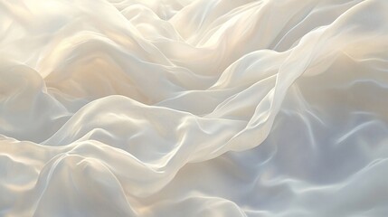 Obraz premium Flowing ivory fabric, sunlit with gentle shadows, creating abstract waves