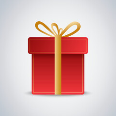 Gift box with gold ribbon. Vector illustration.