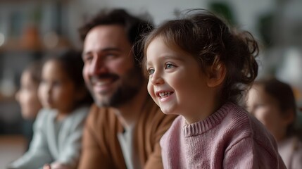 A father and child engaged in playful entertainment in the living room