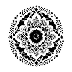 Abstract Circular Mandala Design in Black and White