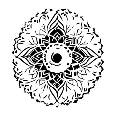 Ornate Floral Silhouette Design, Black and White