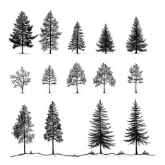 Obraz premium set of vector christmas trees