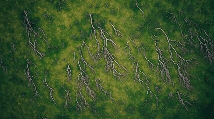 Fallen Trees on a Field of Green: An Aerial Perspective