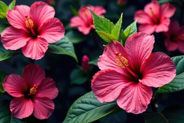 Obraz premium Bold hibiscus blooms in vibrant hues, continuous design, seamless, design, hibiscus