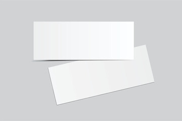 3D Realistic empty gift voucher card mockup isolated on background. Blank template for presentation discount, plastic coupon, train, movie, raffle, carnival, concert, festival, flyer or event ticket 
