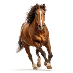 Obraz premium Powerful Chestnut Horse Galloping Dynamically Isolated on White Background