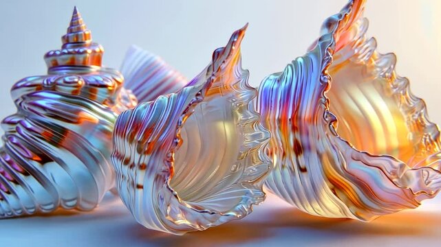 Abstract iridescent seashells
