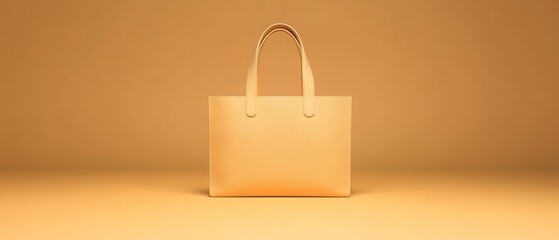 Minimalist Beige Tote Bag on a Soft Yellow Background: A Product Presentation