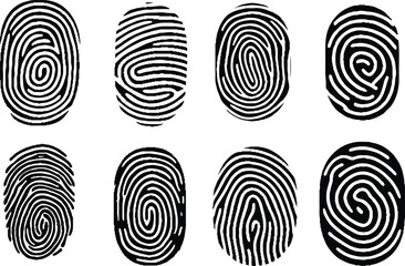 Various black ink human fingerprints.