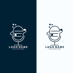 podcast planet logo design vector