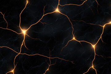 Neurons are interconnected, creating mesmerizing network of glowing pathways against dark background, symbolizing communication and activity in brain
