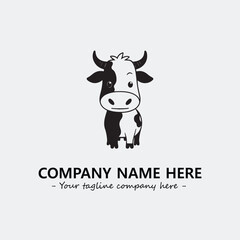 Cow illustration black and white for logo company vector image
