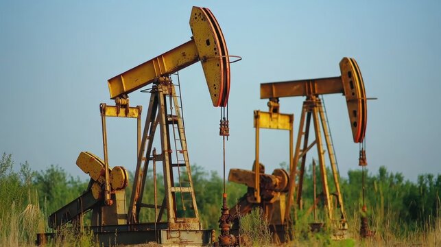 Oil pump jack extracting oil from the ground.