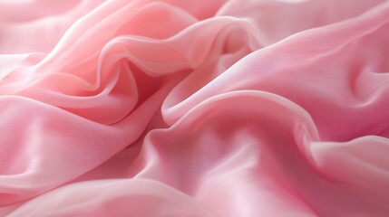 Fototapeta premium Delicate folds of pink chiffon, a soft and ethereal abstract texture landscape