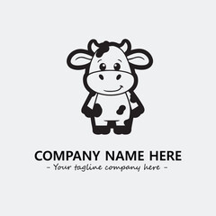 Cow illustration black and white for logo company vector image
