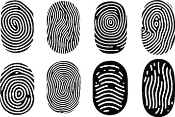 Black fingerprint icon Signature concept for password encryption. to protect information illustration. 