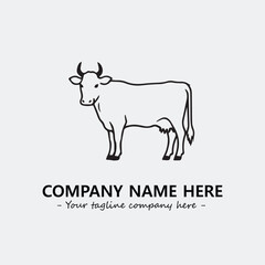 Cow illustration black and white for logo company vector image
