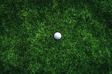 Golf Ball Resting on Green Grass From Overhead View