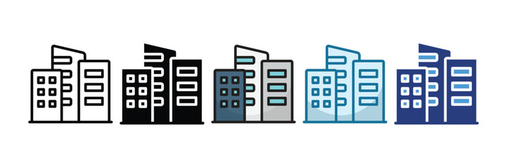 City Skyline Icon Set Multiple Style Collection