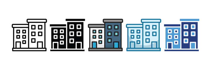 Apartment Block Icon Set Multiple Style Collection