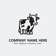 Cow illustration black and white for logo company vector image
