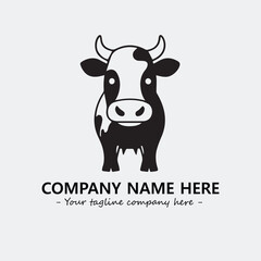 Cow illustration black and white for logo company vector image
