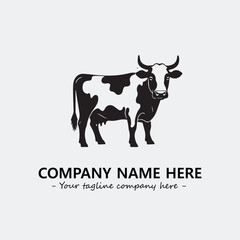 Cow illustration black and white for logo company vector image
