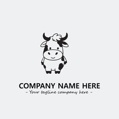 Cow illustration black and white for logo company vector image
