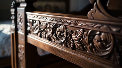 Ornate Wood Carving Detail on Antique Furniture