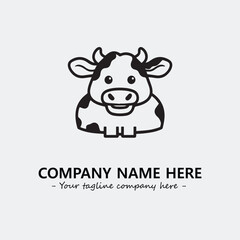 Cow illustration black and white for logo company vector image
