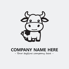Cow illustration black and white for logo company vector image
