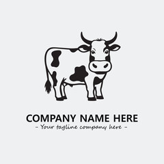 Cow illustration black and white for logo company vector image
