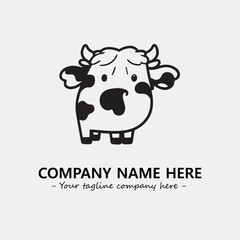 Cow illustration black and white for logo company vector image

