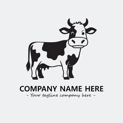 Cow illustration black and white for logo company vector image
