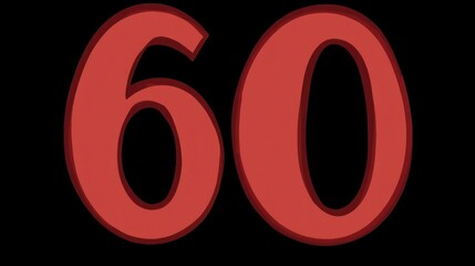 Red number 60 on black background