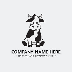 Cow illustration black and white for logo company vector image
