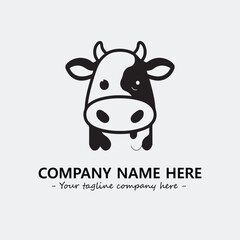 Cow illustration black and white for logo company vector image
