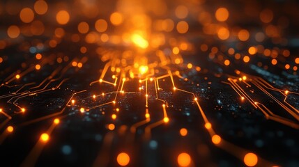 Glowing Circuit Board, Abstract Technology Background