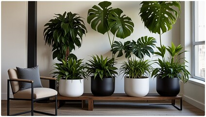 modern living room with plant