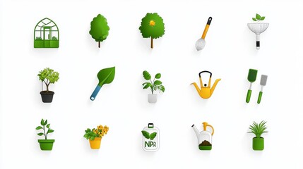 A refined and stylish set of 15 gardening themed outline icons