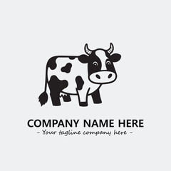 Cow illustration black and white for logo company vector image
