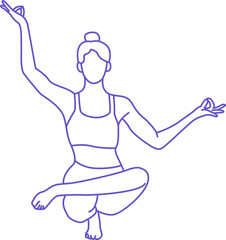 Yoga Poses Line Art Style Element