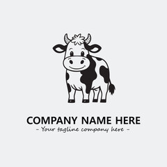 Cow illustration black and white for logo company vector image
