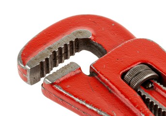 Adjustable Pipe Wrench Close-up Red Metal Tool