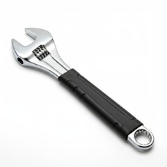 Obraz premium Adjustable Wrench Tool Close-up on White Background