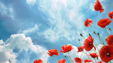 Obraz premium Memorial Day Sky Background: Looking up at the vast sky, we remember the heroes who sacrificed for the country on this day. Their courage and loyalty, written with lives, shine forever like the sky, i