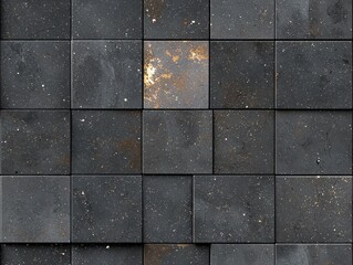 A textured, dark tiled surface featuring variations in color and pattern, creating a modern and sophisticated aesthetic.