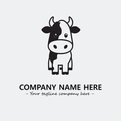 Cow illustration black and white for logo company vector image
