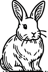 rabbit ink sketch vector illustration for coloring book