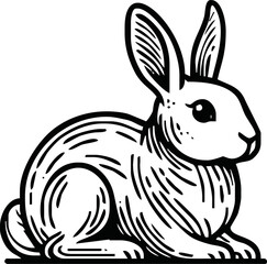 rabbit ink sketch vector illustration for coloring book